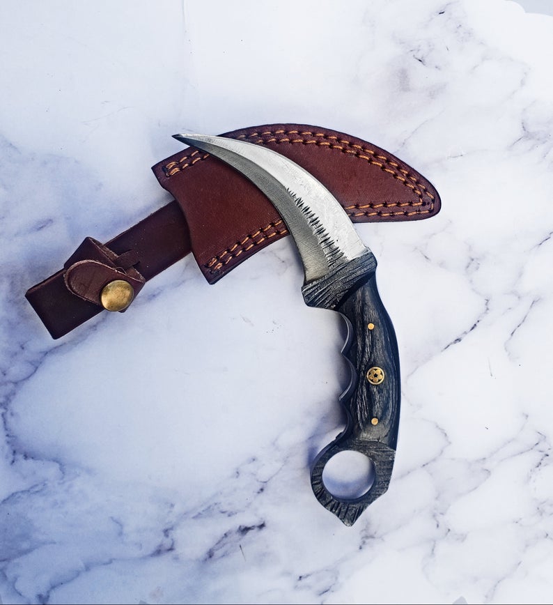 Carbon Steel Titan Raptor Ring Skinner - Curved Fixed Blade Hunting Knife TC-041