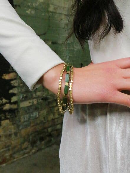 Prairie Glitz Green Elastic Bracelet Set