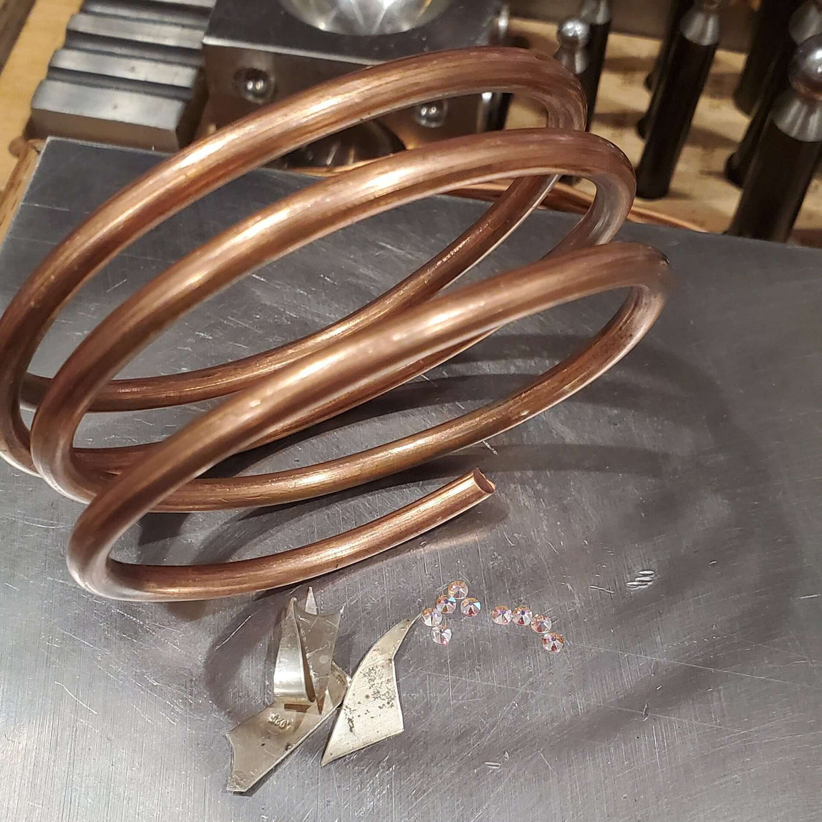 Mixed Metal Crystal Inlay Fusion Bangle