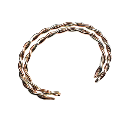 Twisted Copper & Silver Couples Cuff Bangle Set