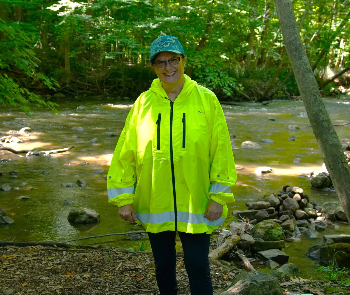 Brella Lime Green Unisex Hybrid Rain Jacket W/ Reflective Strips