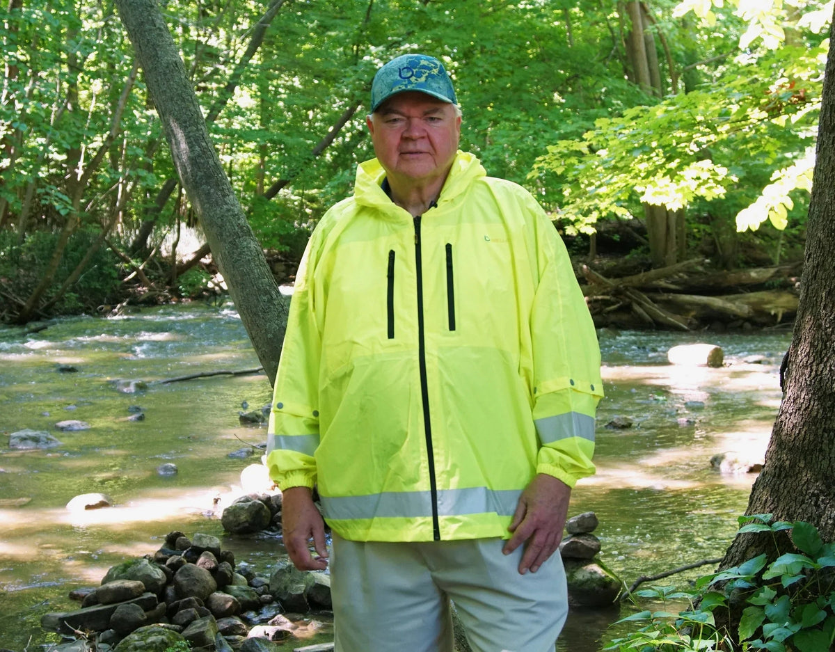 Brella Lime Green Unisex Hybrid Rain Jacket W/ Reflective Strips
