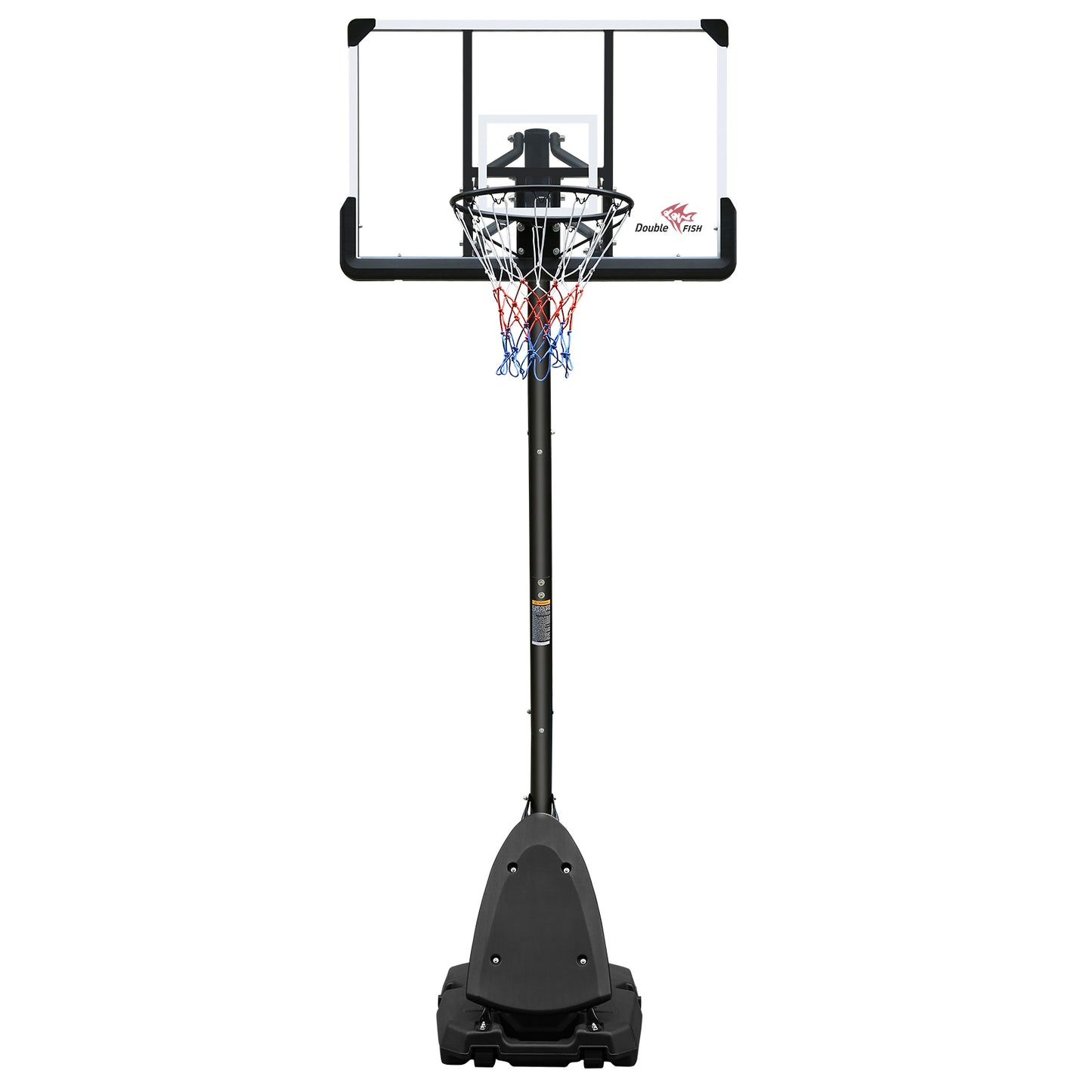 DOUBLE FISHUse for Outdoor Height Adjustable 7.5 to 10ft Basketball Hoop 44 Inch Backboard Portable Basketball Goal System with Stable Base and Wheels