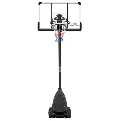 DOUBLE FISHUse for Outdoor Height Adjustable 7.5 to 10ft Basketball Hoop 44 Inch Backboard Portable Basketball Goal System with Stable Base and Wheels