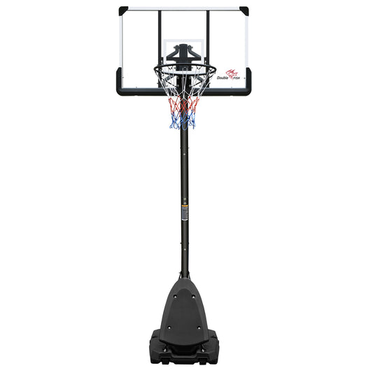 DOUBLE FISHUse for Outdoor Height Adjustable 7.5 to 10ft Basketball Hoop 44 Inch Backboard Portable Basketball Goal System with Stable Base and Wheels