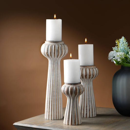 Decorative Wooden Centerpiece Candle Holder- 3.5x8'– Elegant Candle Stand for Any Occasion