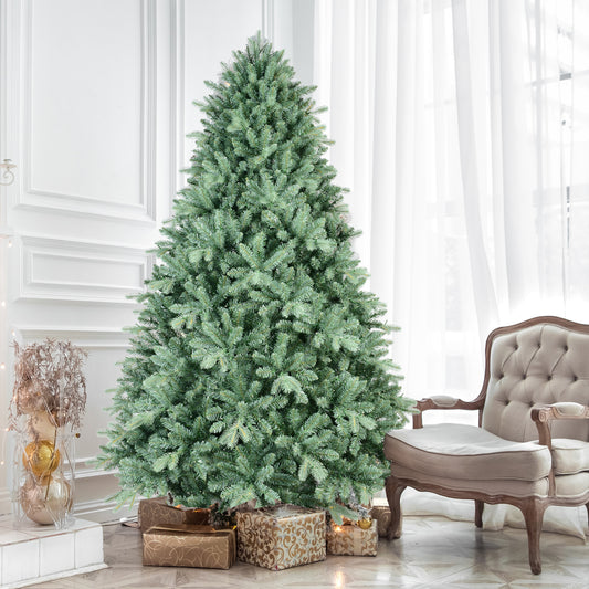 6FT Blue-Green Tint Christmas Tree with 1878 PE+PVC Tips – Unique Full-Bodied Tree with Hinged Branches, Easy Assembly, Stable Metal Stand, Eye-Catching Holiday Decor