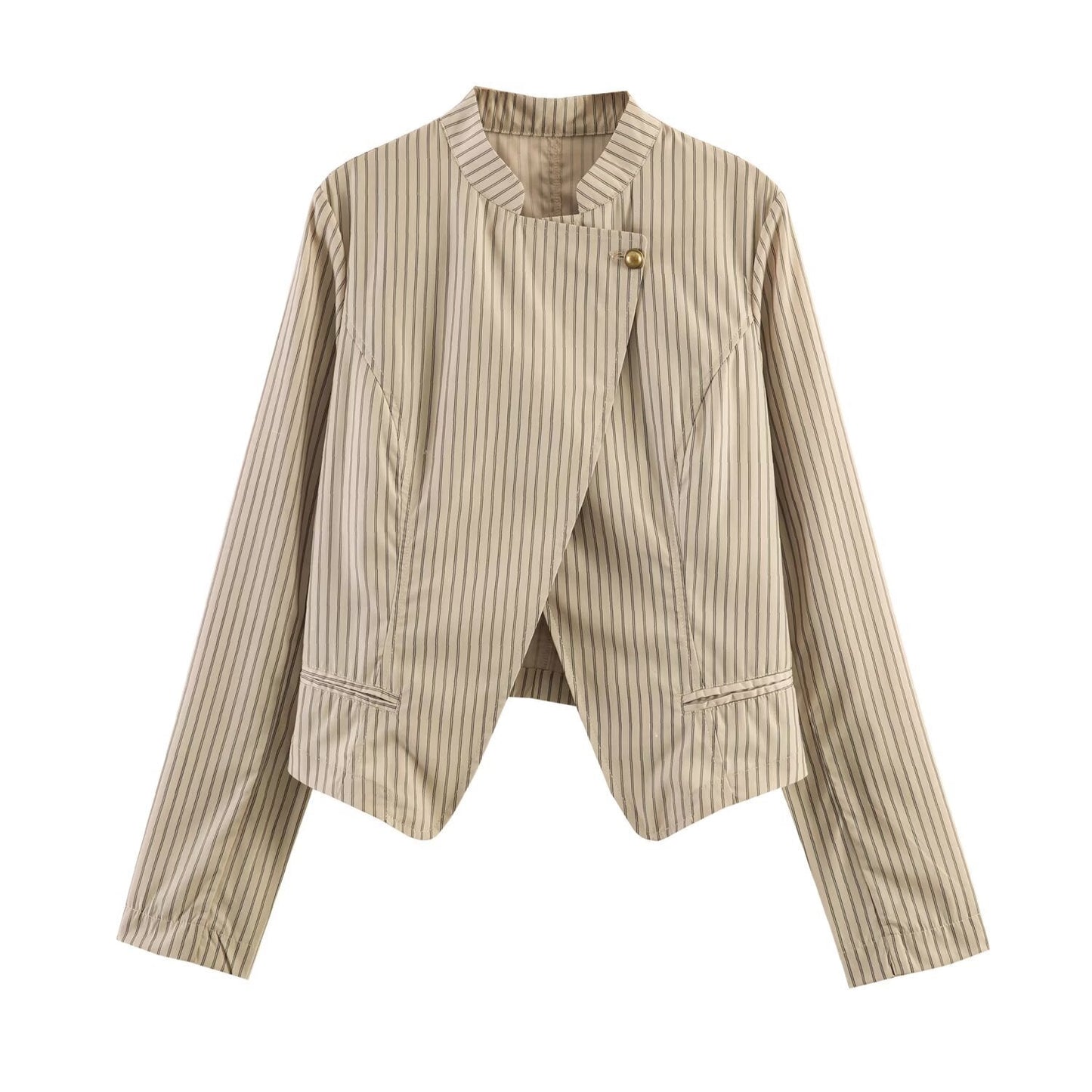 Women's Asymmetric Pinstripe Cropped Jacket BYMANYC ® New York CONTEMPORARY VIBRANT MODERN FASHION - New Collection