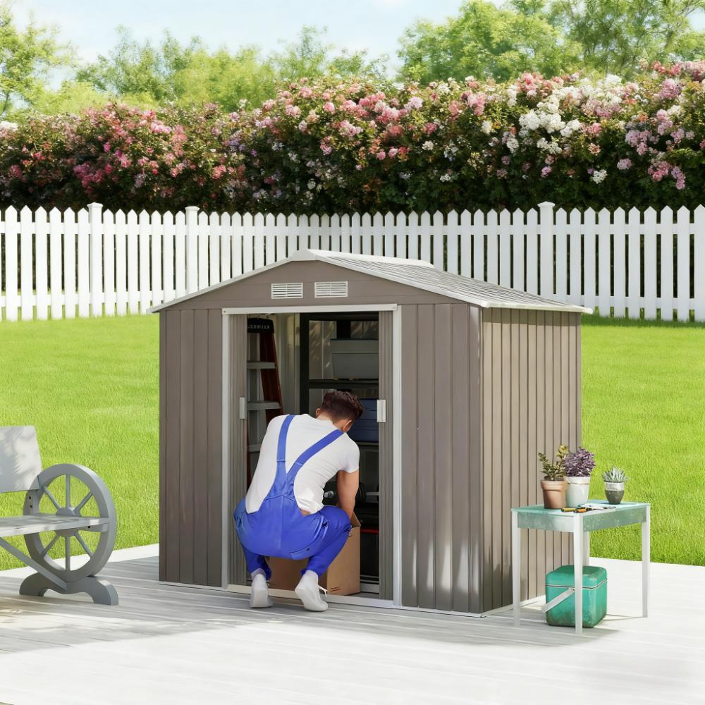 Garden Storage Shed Outdoor Storage Shed Metal Garden Tool Storage Shed with Sloped Roof