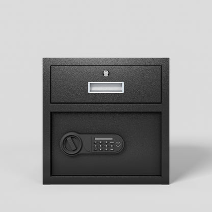 Steel Security Safe and Lock Box with Electronic Keypad - Secure Cash, Jewelry, ID Documents, Black, 1.69Cubic Feet