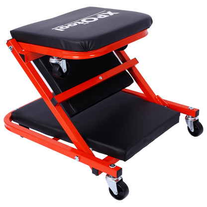 Mechanic Creeper 36' Z Creeper Seat 2 in 1 Low Profile with 6 Wheels Red Steel Vinyl