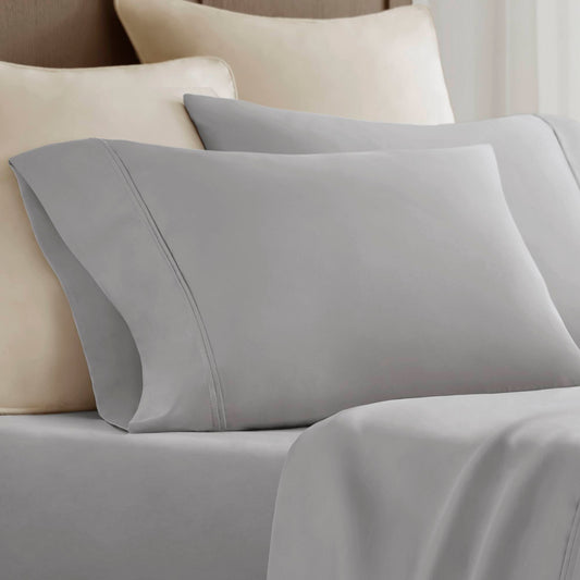 2-Piece King Sham Sateen Pillowcase Set,Grey