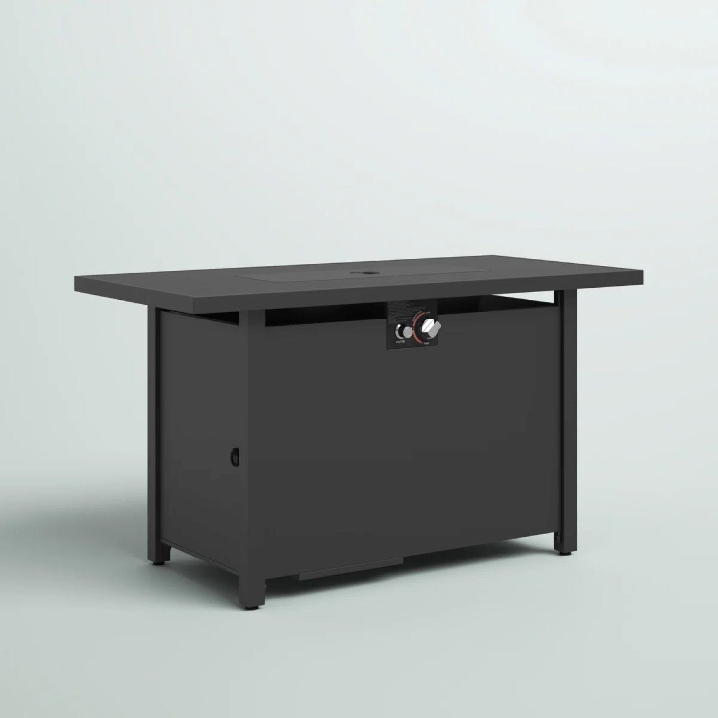 Modern Steel Outdoor Fire Pit Table with Lid, Weather-Resistant, Dark Grey, 25' H x 42' W