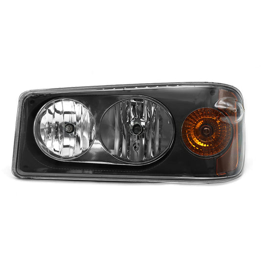 Black Headlights Assembly Compatible With Mack Granite GU713 Bulbs Included Driver Side