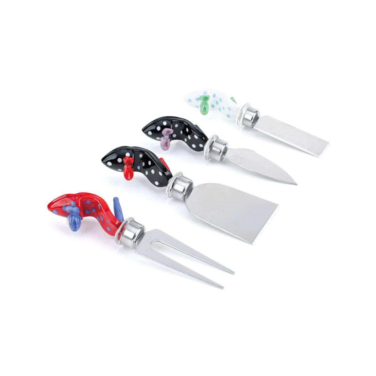 ART GLASS HANDLE: Cheese Service TOOLS Set -- High Heels Theme