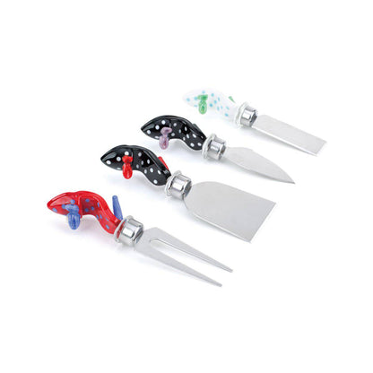 ART GLASS HANDLE: Cheese Service TOOLS Set -- High Heels Theme