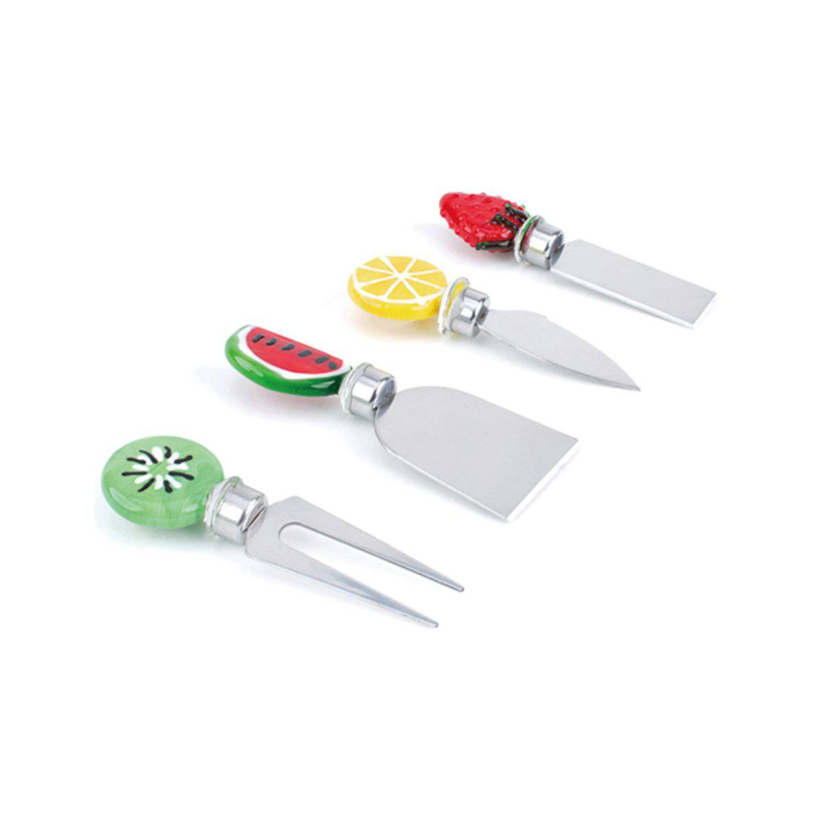 ART GLASS HANDLE: Cheese Service TOOLS Set -- Fruit Theme