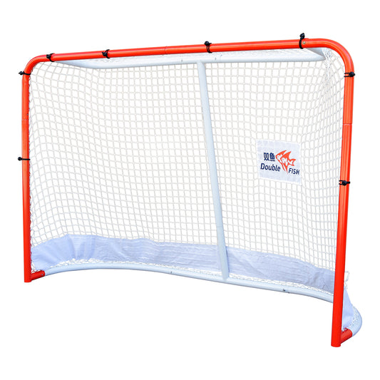 DOUBLE FISH Premium Steel Street Hockey Goal Set - 72'x48', Indoor/Outdoor, Durable & Portable with Reinforced Net And Easy Assembly