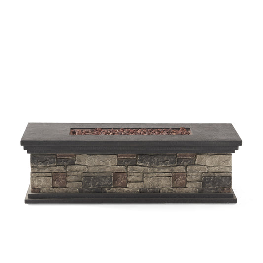 Contemporary Rectangle MGO Fire Pit 50,000 BTU Stone Gray Magnesium Oxide 56.25' x 26.00' x 17.25'