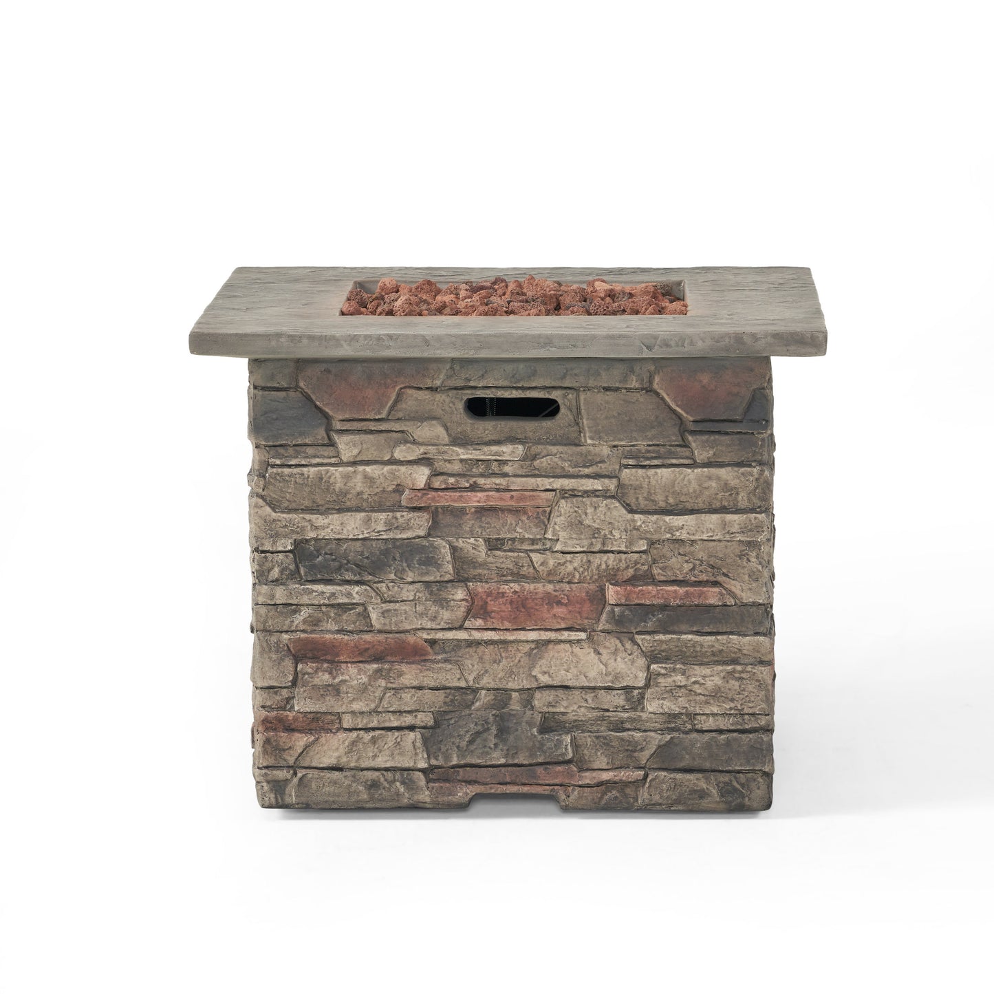 Classic Stone Design 32'' Square MGO Fire Pit with Grey Top and 40,000 BTU Heat Output