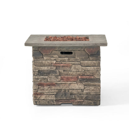 Classic Stone Design 32'' Square MGO Fire Pit with Grey Top and 40,000 BTU Heat Output