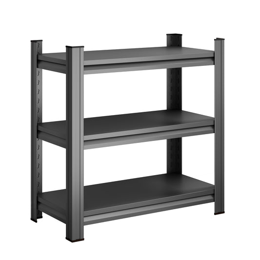 3 Tier Metal Shelf, 31.50 Inch High Freestanding Shelf, Adjustable Divider Unit, Suitable for Home, Office, Den, Kitchen, Living Room, etc., Black, Need to Assemble
