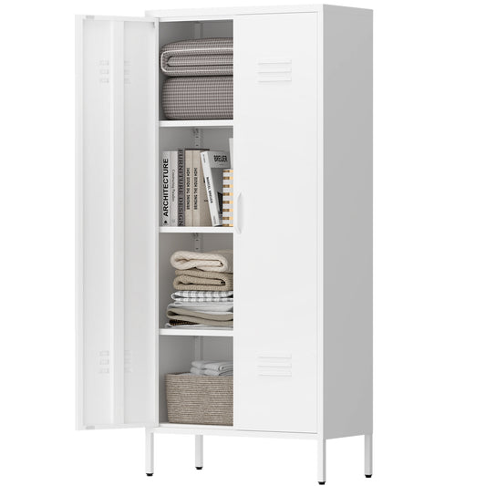 Modern Storage Cabinet with Adjustable Shelves, Magnetic Door Stopper, Aluminum Alloy Handles, and Breathable Design for Home Organization - Ideal for Living Room, Bedroom, or Entryway