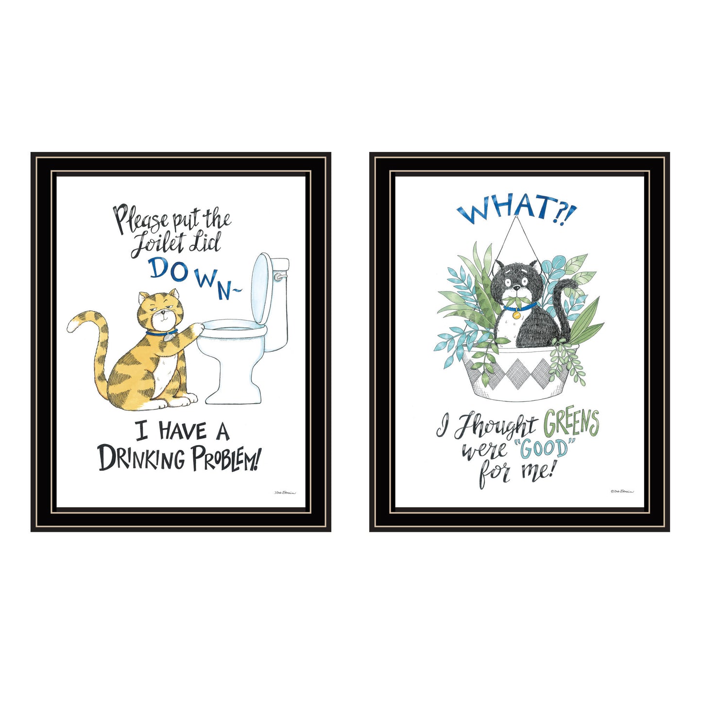Trendy Decor 4U 2- Piece Vignette I have a Drinking Problem!! Black Framed Wall Art for Living Room, Bedroom Wall Art Print for Home Decor by Deb Strain