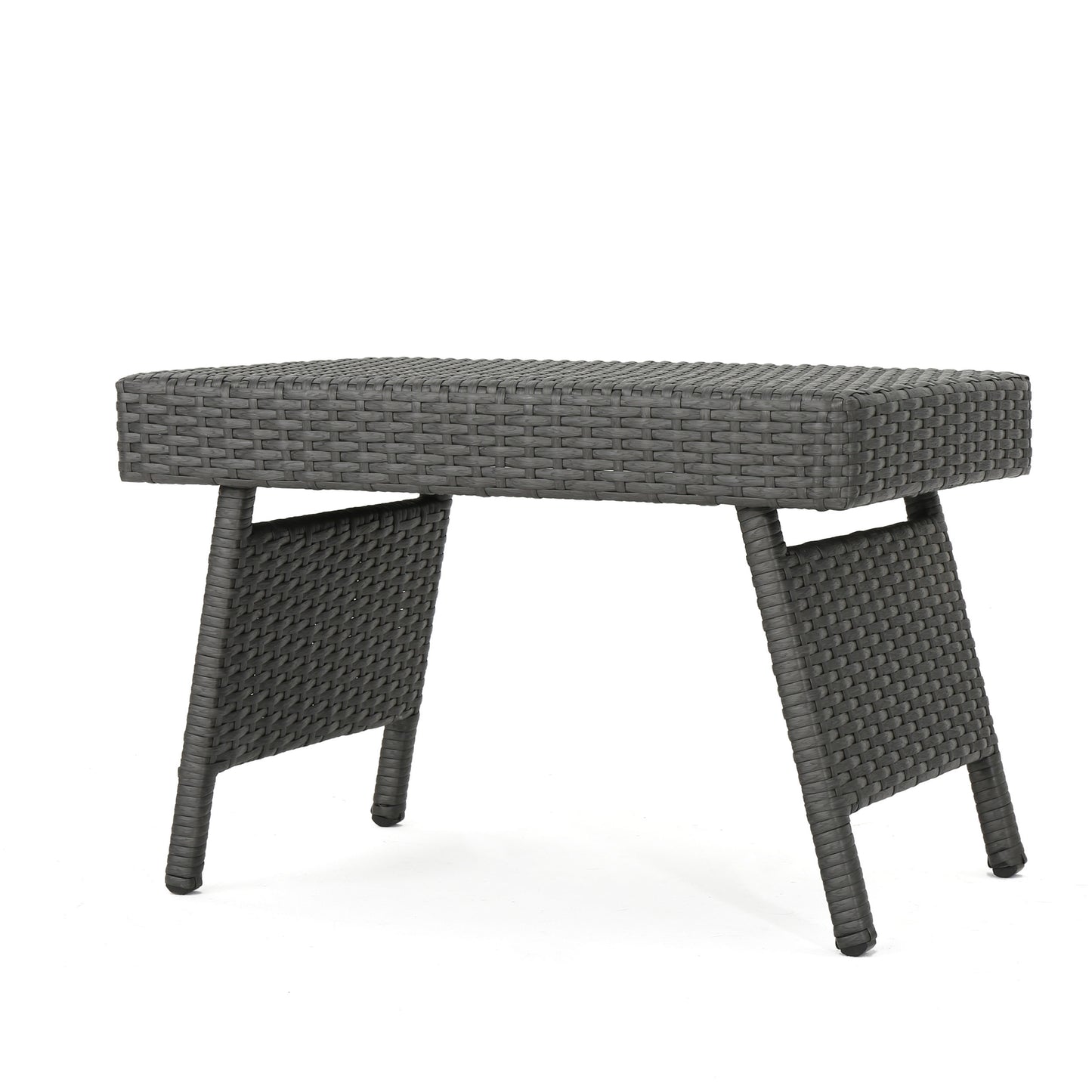 Outdoor Wicker Table with Rectangular Tabletop, Grey