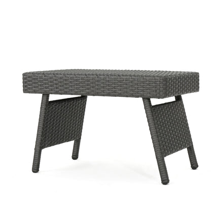 Outdoor Wicker Table with Rectangular Tabletop, Grey