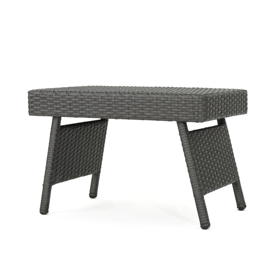 Outdoor Wicker Table with Rectangular Tabletop, Grey