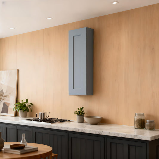 Dark Gray Solid Wood Single Door Wall Cabinet 1 Door and 3 Shelves for Kitchen Storage, Bathroom Storage, Laundry,Adjustable Shelves Ready to Assemble(9'W×12'D×42'H)