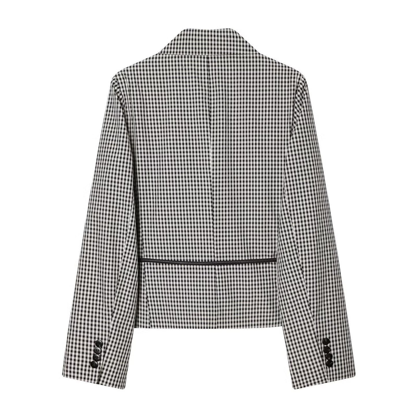 Women's Jacket Black White Gingham Belted Blazer BYMANYC ® New York SOHO TIE-BELT CHECKED BLAZER - New Collection