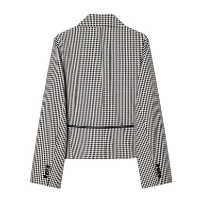 Women's Jacket Black White Gingham Belted Blazer BYMANYC ® New York SOHO TIE-BELT CHECKED BLAZER - New Collection