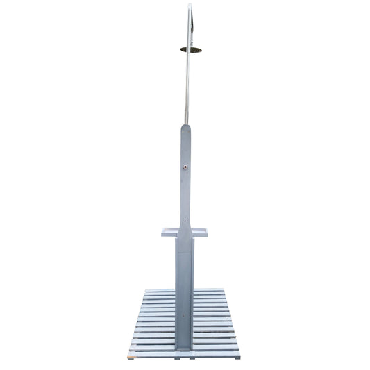 Outdoor Garden Pool Shower with Chassis Board, Cooling Solution, Gray Solid Wood, 25.59 x 29.53 x 86.61 inches