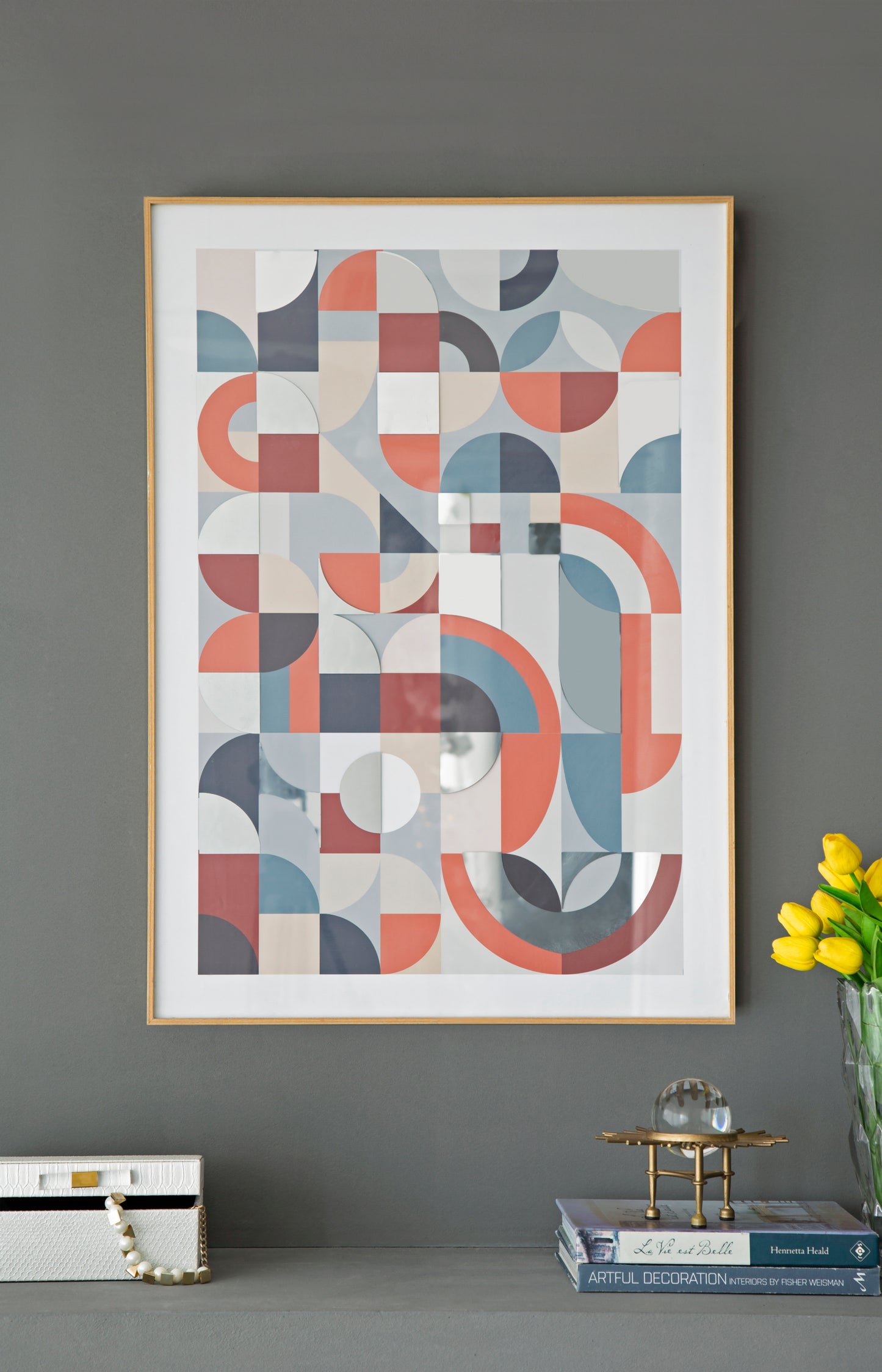 23.8x33.6x1.6' Framed Mirror Art,Home Decor for Living Room Kitchen Foyer Office