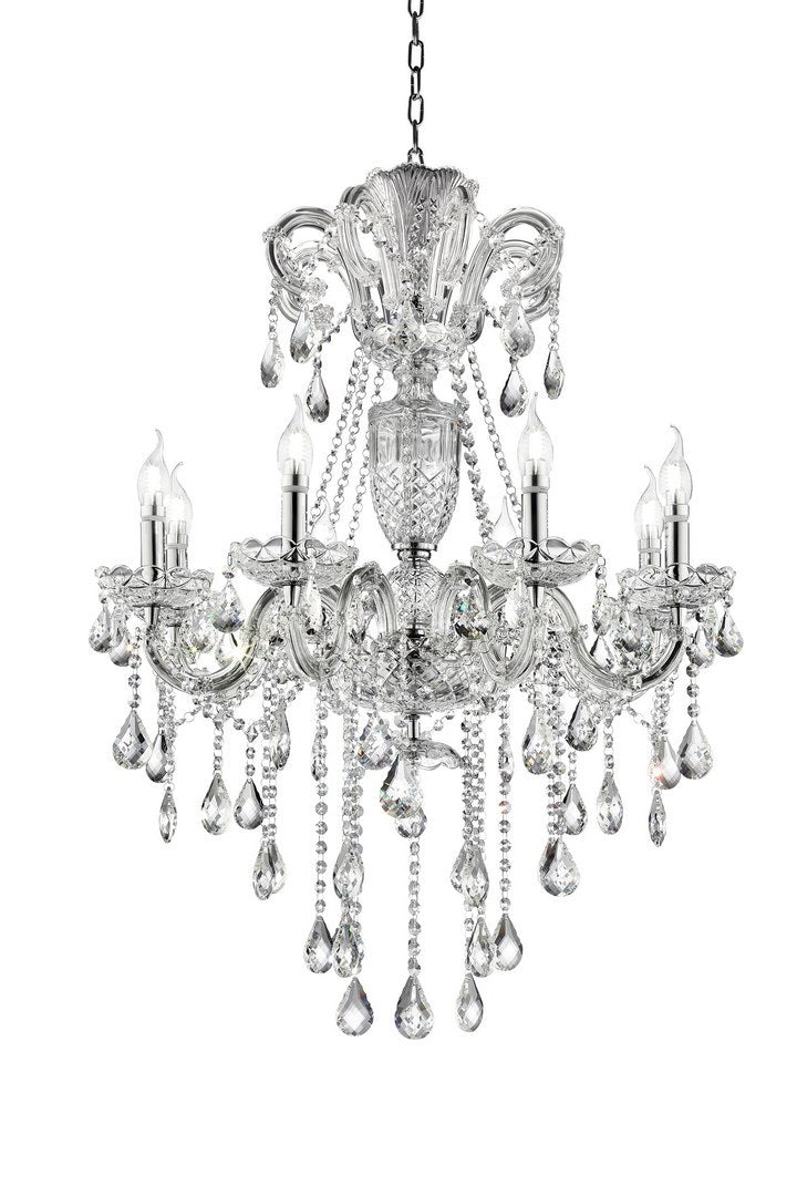 37' In Eilish Silver Crystal 8-Led Light Chandelier