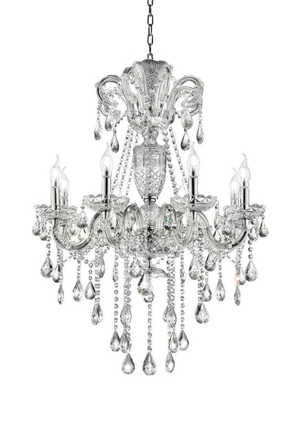 37' In Eilish Silver Crystal 8-Led Light Chandelier