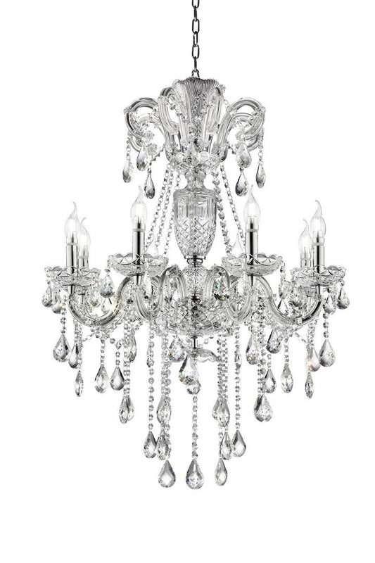 37' In Eilish Silver Crystal 8-Led Light Chandelier