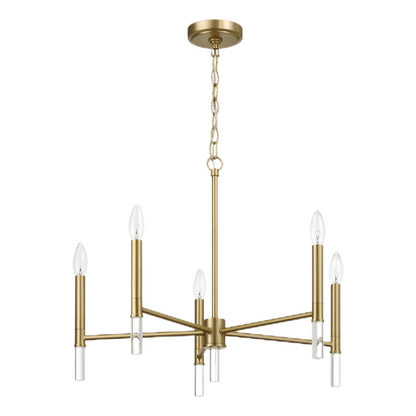 Courtyard Five Light Golden Brass Candle Light Chandelier 24'W × 17.75'H Elegant Lighting Fixture