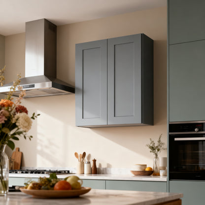 Dark Gray Solid Wood Double Doors Wall Cabinet 2 Doors and 2 Shelves for Kitchen Storage, Bathroom Storage, Laundry,Adjustable Shelves Ready to Assemble(30'W×12'D×30'H)