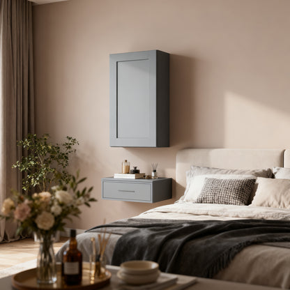 Dark Gray Solid Wood Single Door Wall Cabinet 1 Door and 2 Shelves for Kitchen Storage, Bathroom Storage, Laundry,Adjustable Shelves Ready to Assemble(21'W×12'D×36'H)