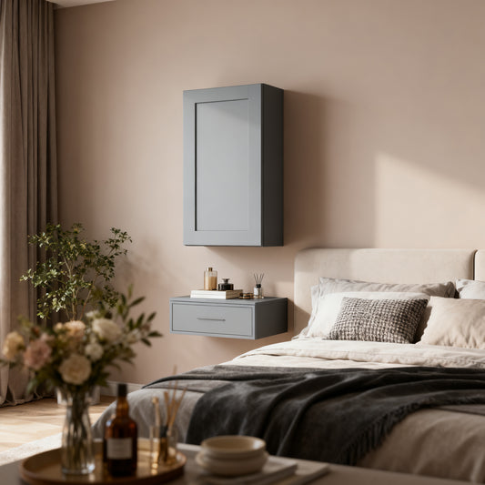 Dark Gray Solid Wood Single Door Wall Cabinet 1 Door and 2 Shelves for Kitchen Storage, Bathroom Storage, Laundry,Adjustable Shelves Ready to Assemble(21'W×12'D×36'H)