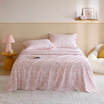 4-Piece Queen 100% Cotton Flannel Pigment Printed Sheet Set,Holiday Doodles