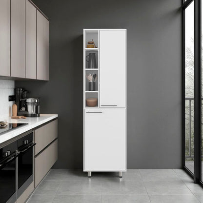 Kitchen Pantry 80.30' H 2 Doors, 9 Shelves, 4 Legs, White - Kitchen