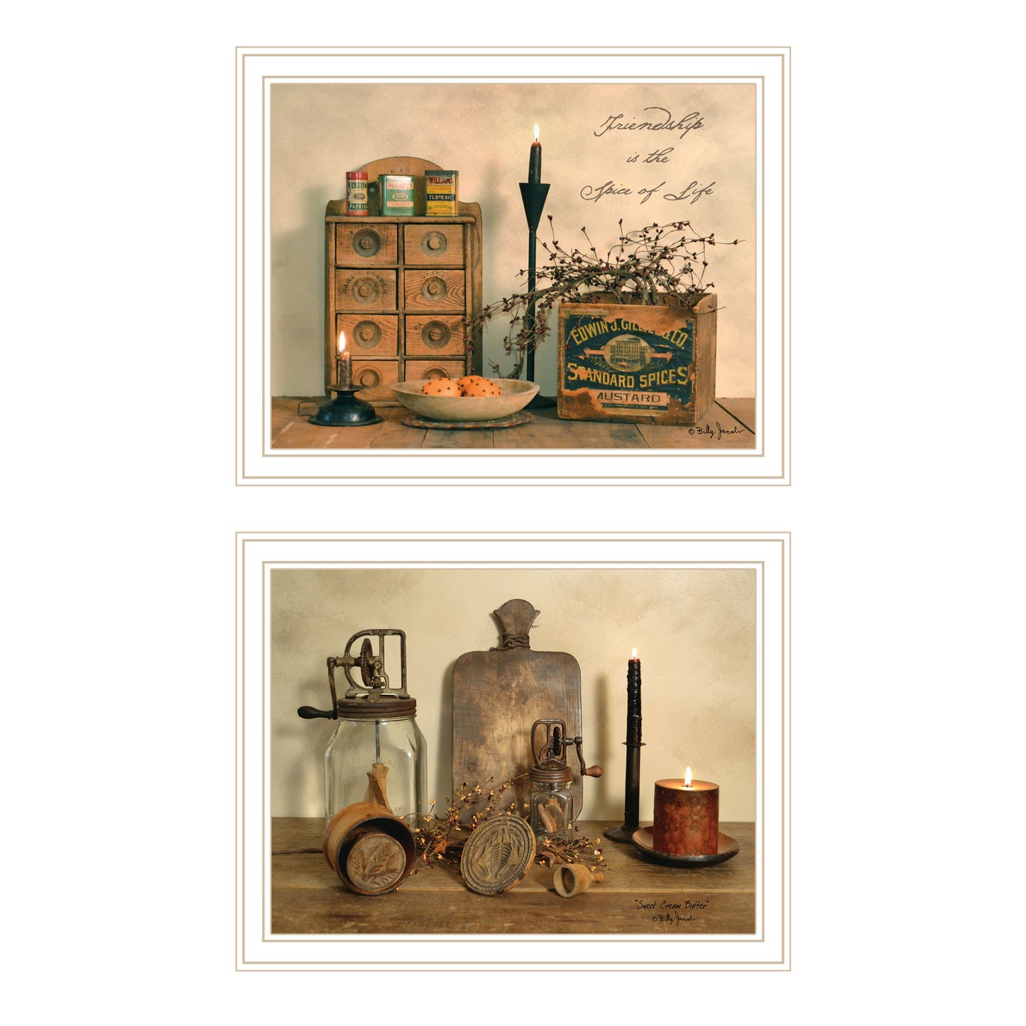 Trendy Decor 4U 2- Piece Vignette Friendship is the Spice of Life White Framed Wall Art for Living Room, Bedroom Wall Art Print for Home Decor by Billy Jacobs