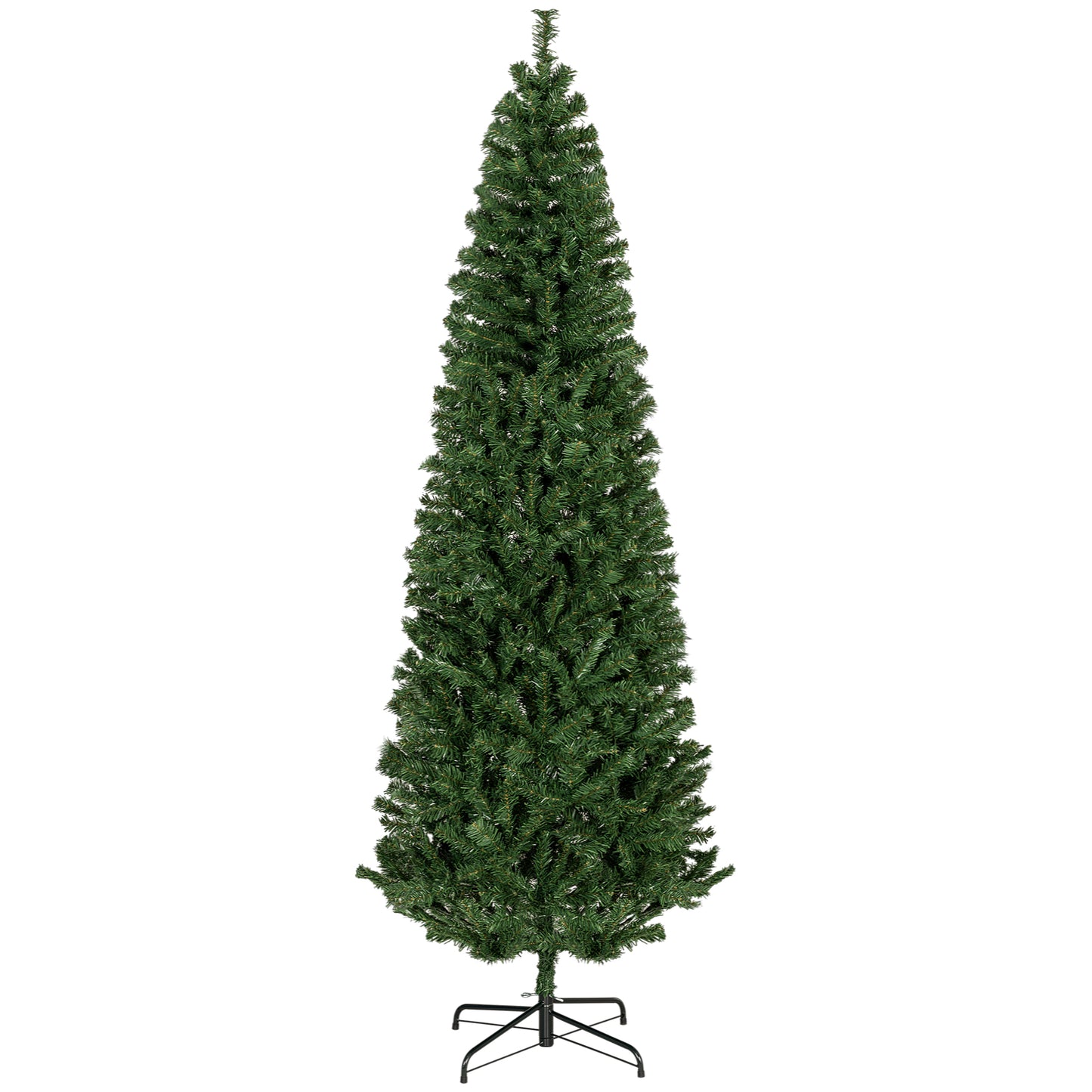 HOMCOM 7ft Pencil Christmas Tree, Unlit Artificial Christmas Tree Slim Douglas Fir Xmas Tree with Realistic Branches, Halloween Tree with 818 Tips, Green