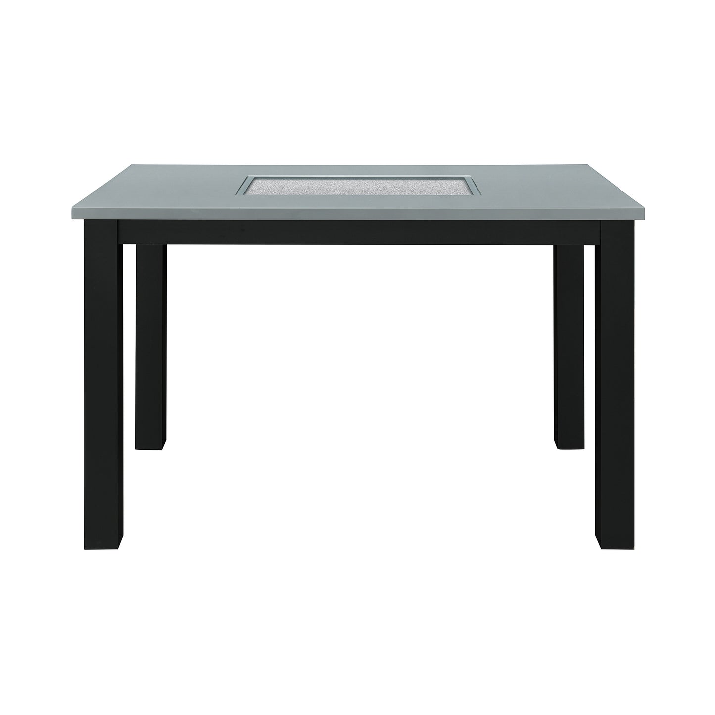 Grey and Black Dining Table Set with 4 Chairs, High Gloss Finish, Sturdy Rubber Wood Frame, Polyester Blend Seats, 5PC Set