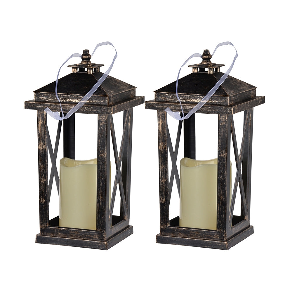 Set of 2 Menifee Lantern with Led Candle, Tall 5x5x11'