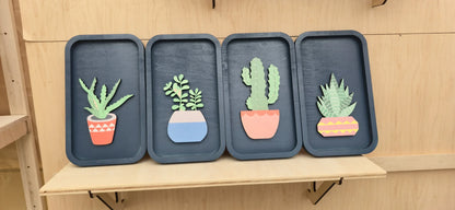 4 Panel Succulent Wall Art